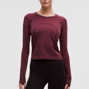 Lululemon Sparkly Maroon Long Sleeve Tee
